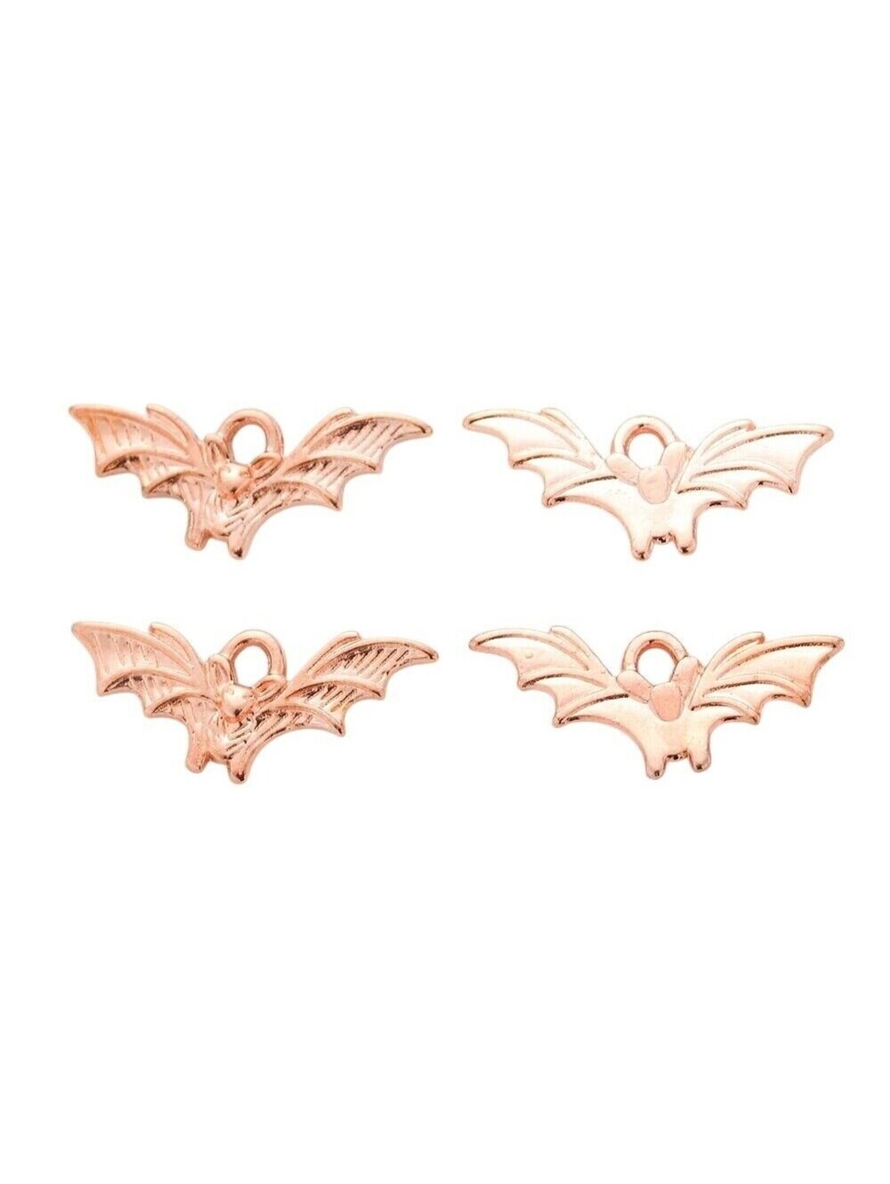 10 Gothic Vampire Bat Rose Gold 21x9mm Flying Winged Goth Horror Charms